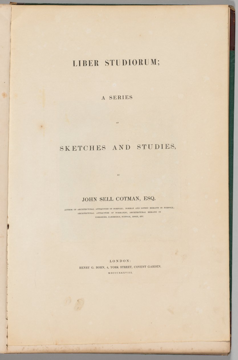 Estudos do livro: título da página, 1838. de John Sell Cotman