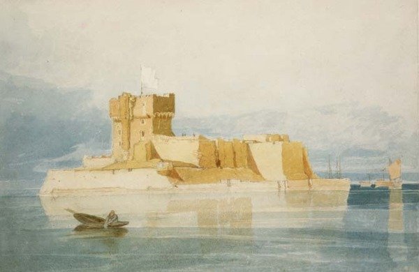 No.1477 Fort St. Marcouf, perto de Quineville, na Rade de la Hougue, Normandia de John Sell Cotman