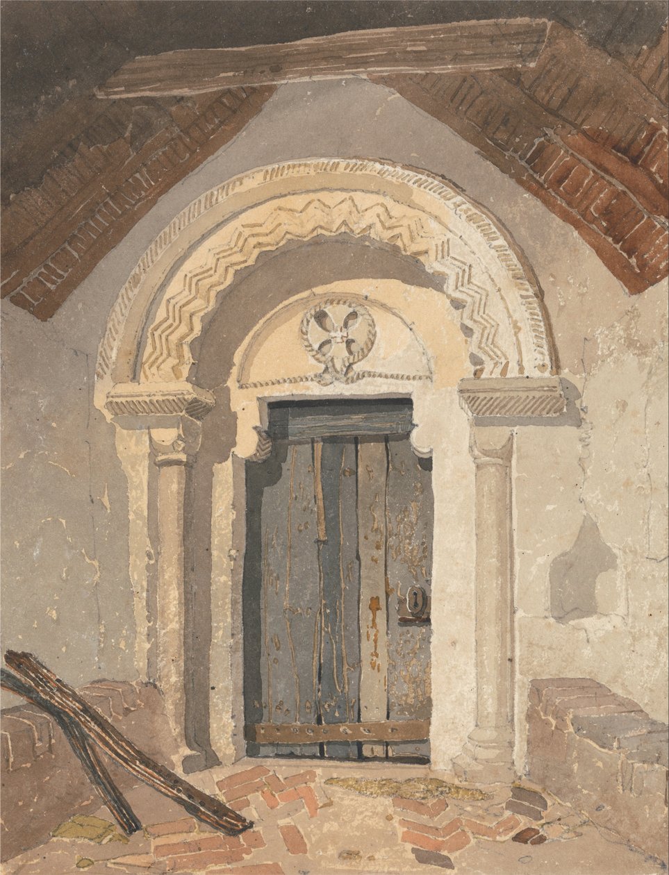 Porta normanda, Igreja de Tottenhill, Norfolk de John Sell Cotman