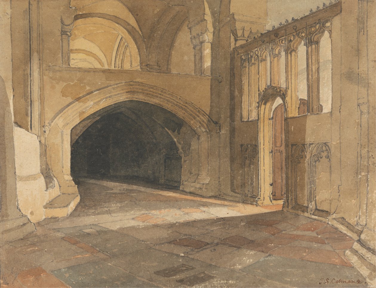 Catedral de Norwich: Entrada da Capela de Jesus de John Sell Cotman