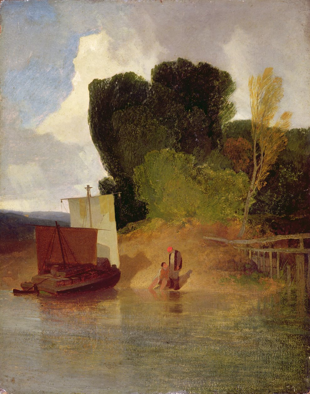 No Rio Yare (óleo no painel) de John Sell Cotman