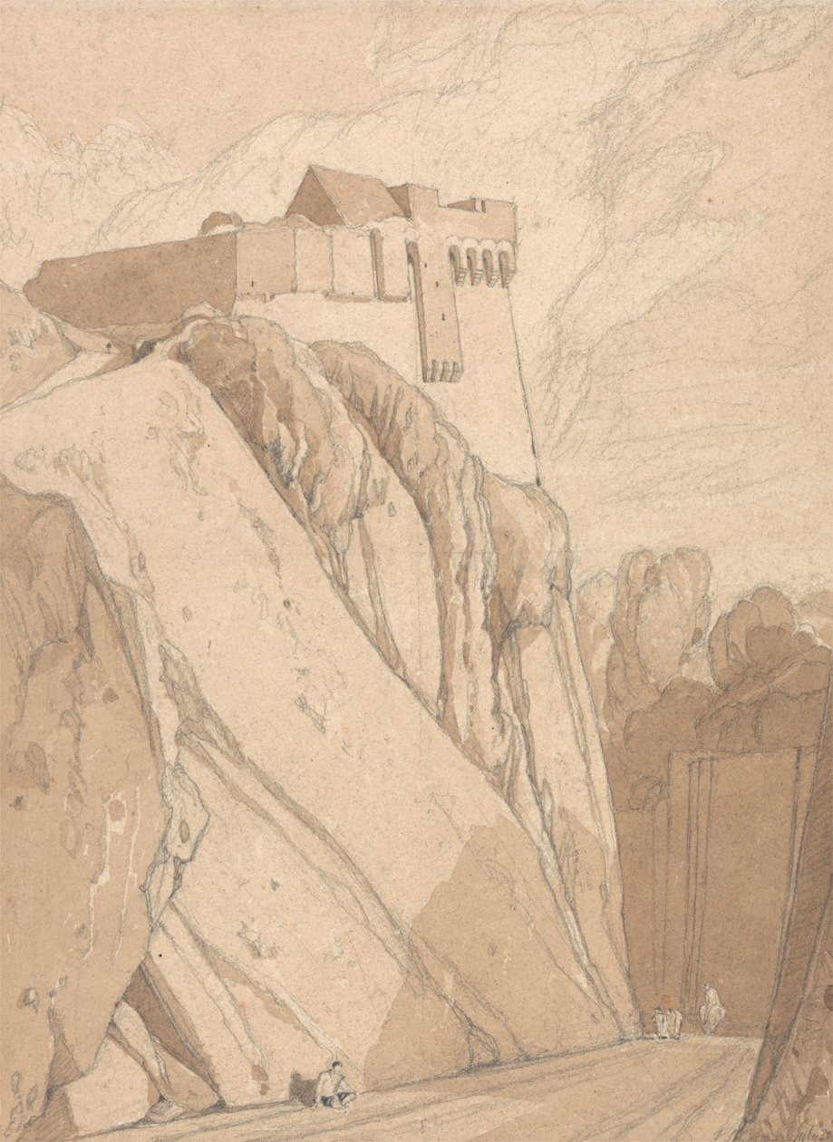 Parte das antigas fortificações em Saint Lo, Normandia de John Sell Cotman