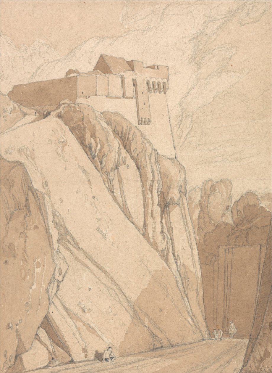 Parte das antigas fortificações de Saint Lo, Normandia de John Sell Cotman