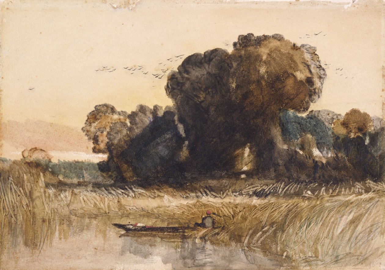 Punt entre canas (aguarela e grafite sobre papel) de John Sell Cotman