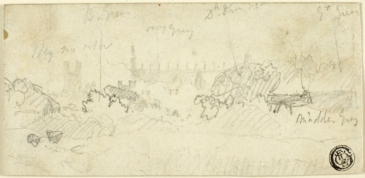 Esboço de paisagem com catedral de John Sell Cotman