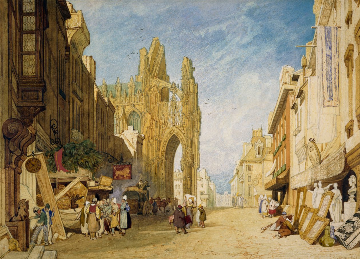 Cena de rua em Alencon, Normandia de John Sell Cotman