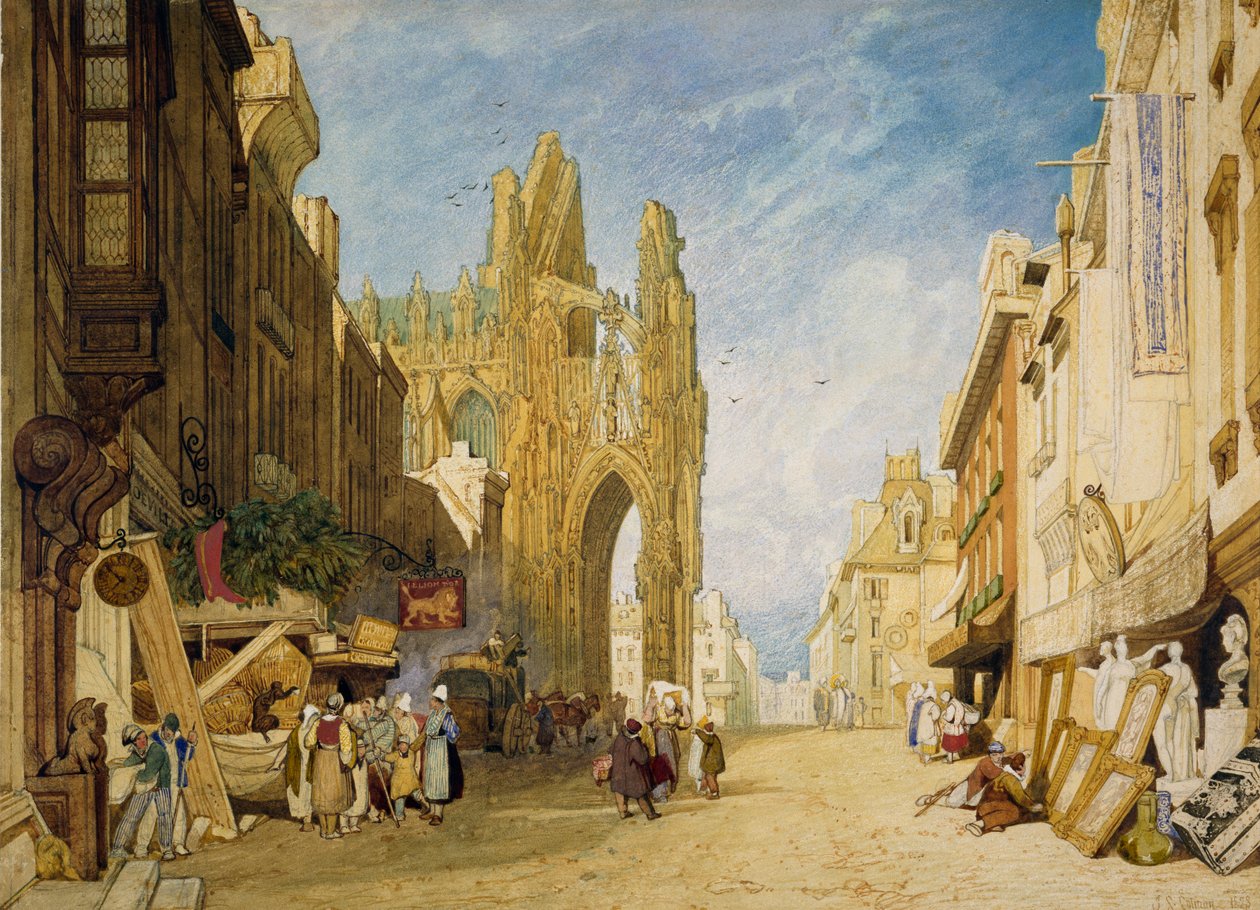 Cena de rua em Alençon, Normandia, 1828 de John Sell Cotman
