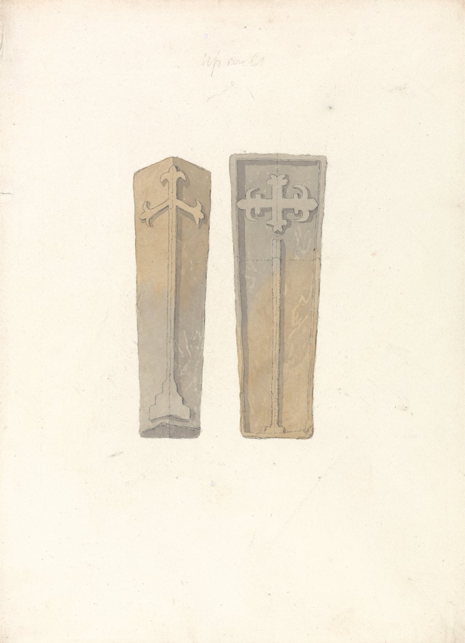 Estudos de duas tampas de caixão de igrejas de Norfolk de John Sell Cotman