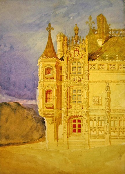 A Casa Abbacial da Abadia de St. Ouen em Rouen (aguarela sobre papel) de John Sell Cotman