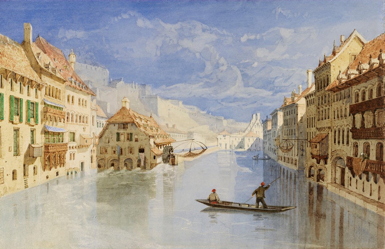 A cidadela acima de Namur, Bélgica, vista do rio Sambre de John Sell Cotman