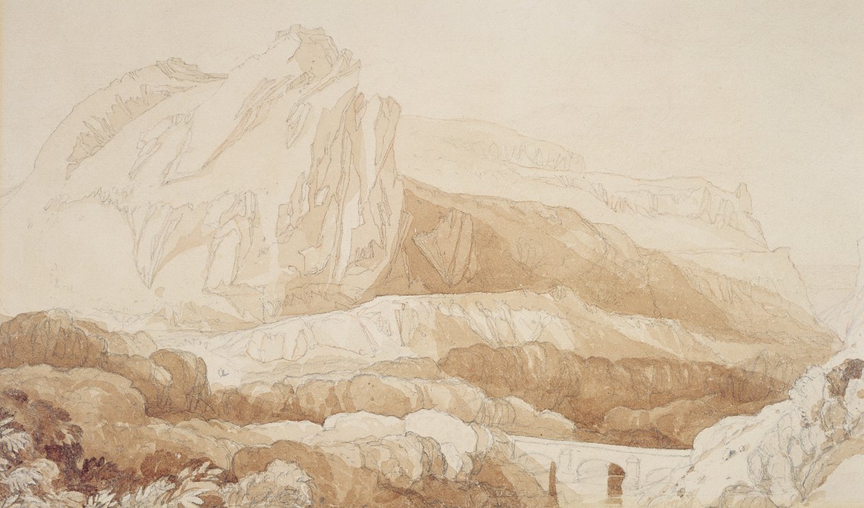 A Montanha do Roule, Cherbourg (caneta e lavagem sobre papel) de John Sell Cotman