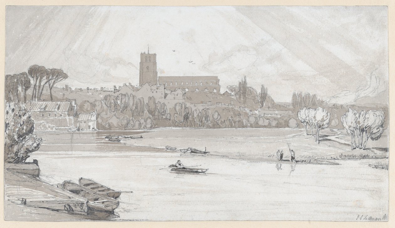 A cidade de Beccles vista da ponte, Suffolk de John Sell Cotman