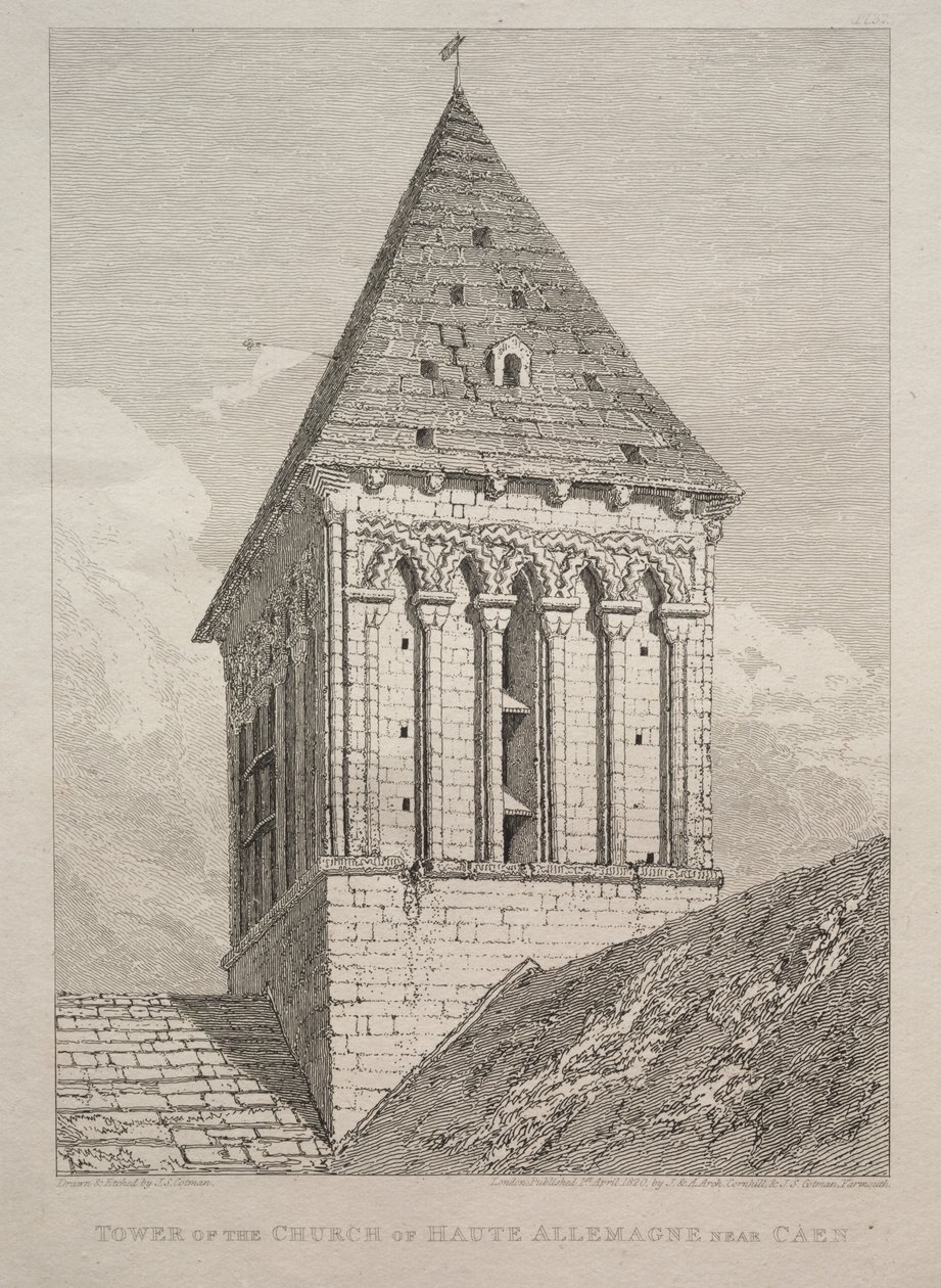 Torre da Igreja de Haute Allemagne perto de Caen de John Sell Cotman