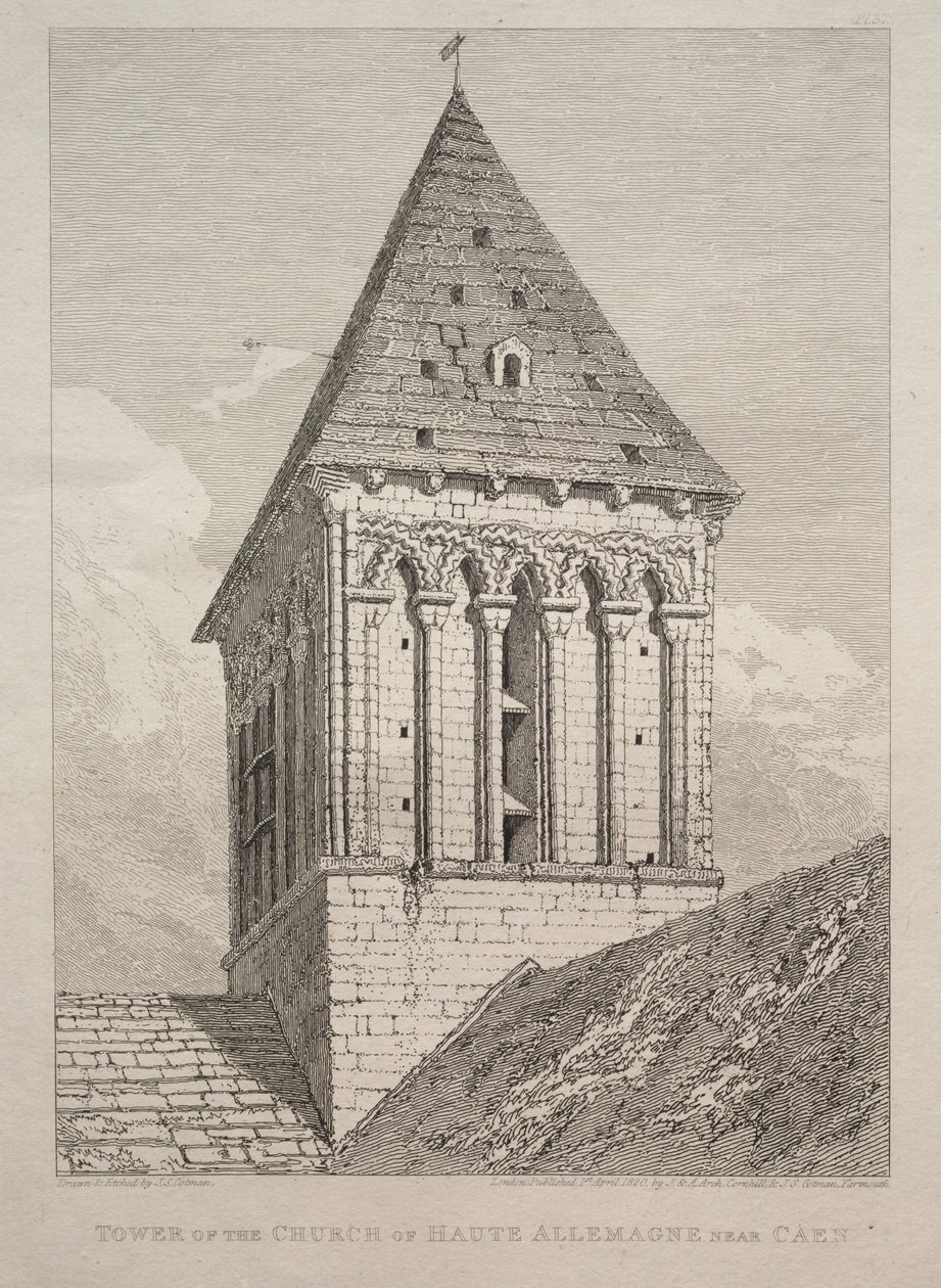 Torre da Igreja de Haute Allemagne, perto de Caen. de John Sell Cotman