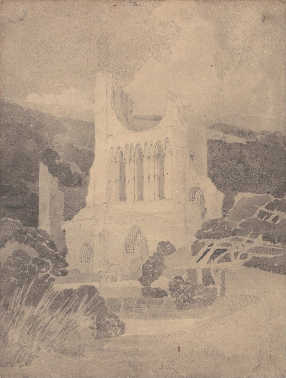 Frente oeste da abadia de Byland, Yorkshire de John Sell Cotman