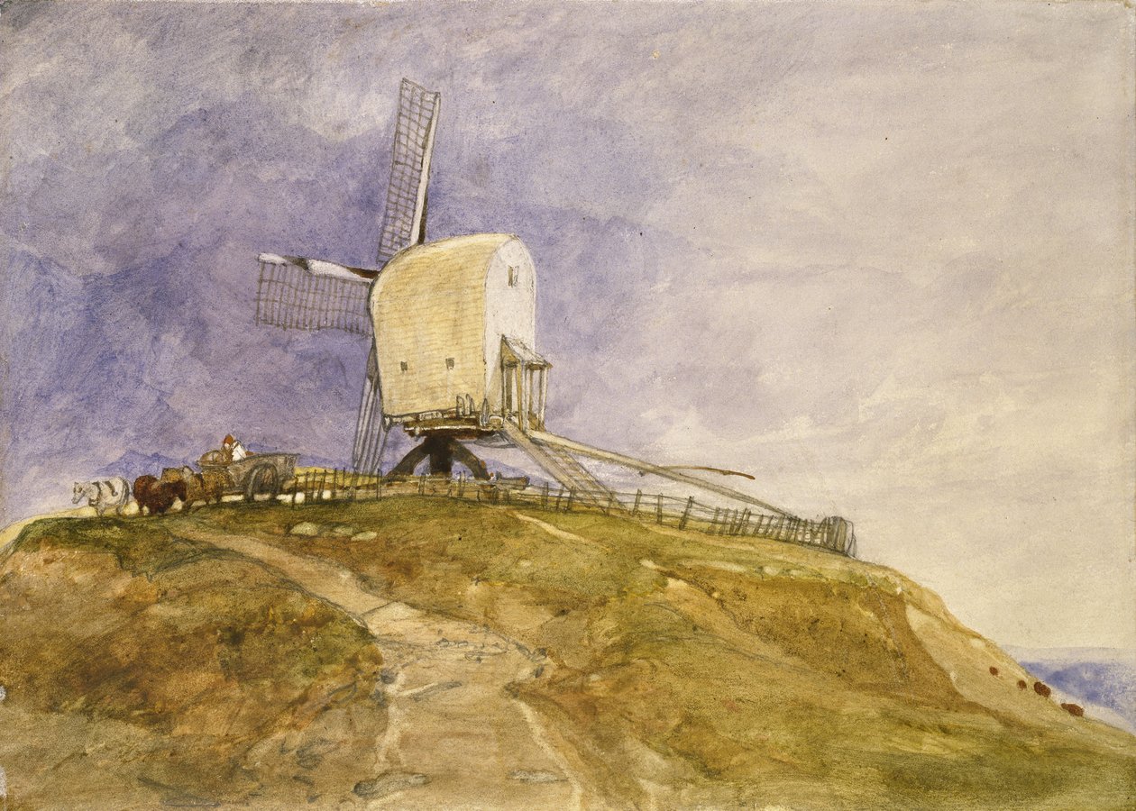 Moinho de vento em uma colina, do século XIX de John Sell Cotman