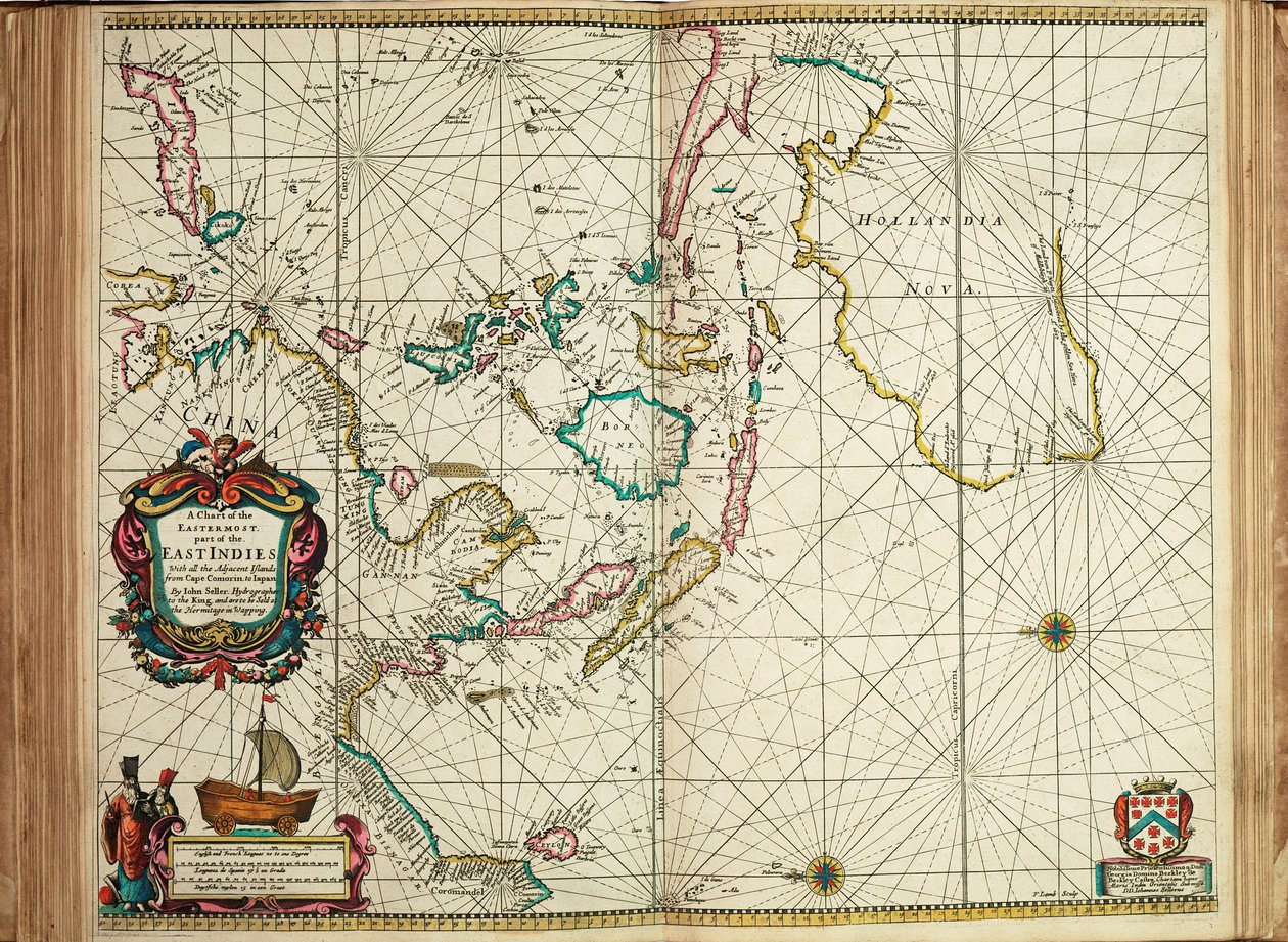 Uma carta da parte mais oriental das Índias Orientais com todas as ilhas adjacentes, desde o Cabo Comorin até ao Japão de John Seller