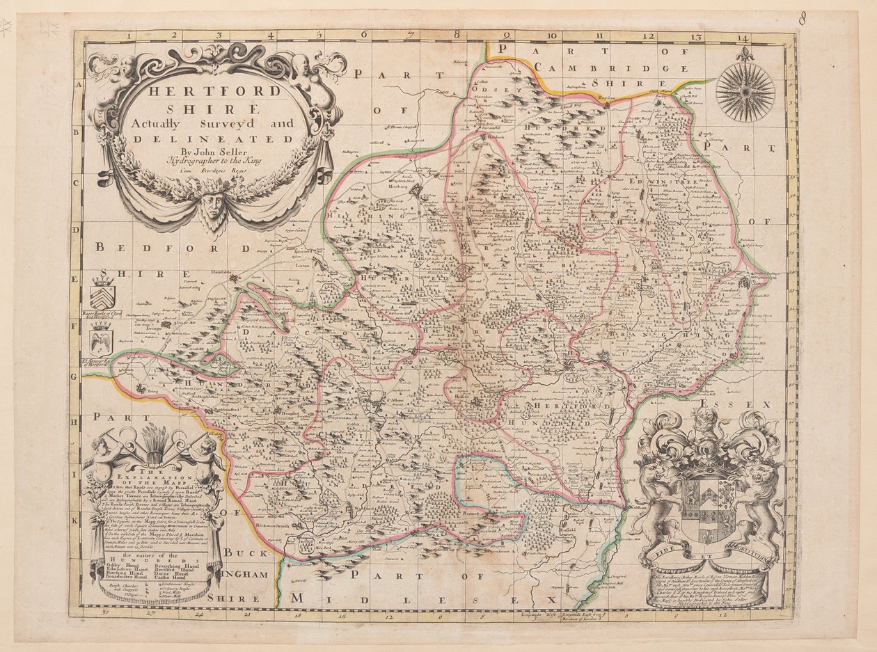Mapa de Hertfordshire de John Seller
