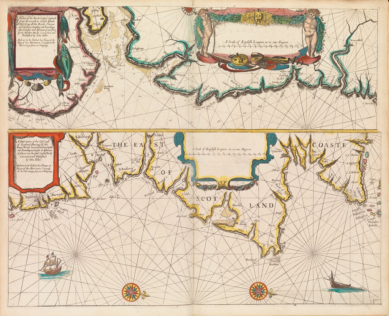 O piloto inglês o primeiro livro: descrevendo a navegação do norte, c.1671 (papel) de John Seller