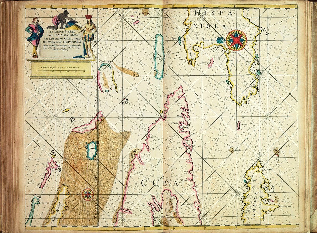 A passagem de barlavento da Jamaica, entre o extremo leste de Cuba e o extremo oeste de Hispaniola de John Seller