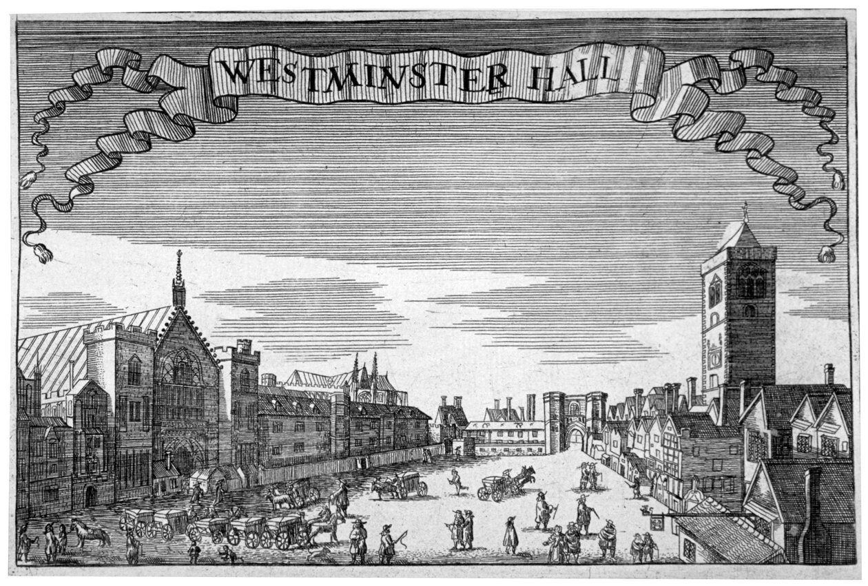 Vista do Westminster Hall e New Palace Yard, Londres, c1648.                                     de John Seller
