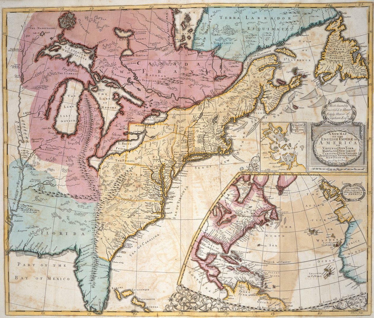 Um mapa da América e do Canadá, de 