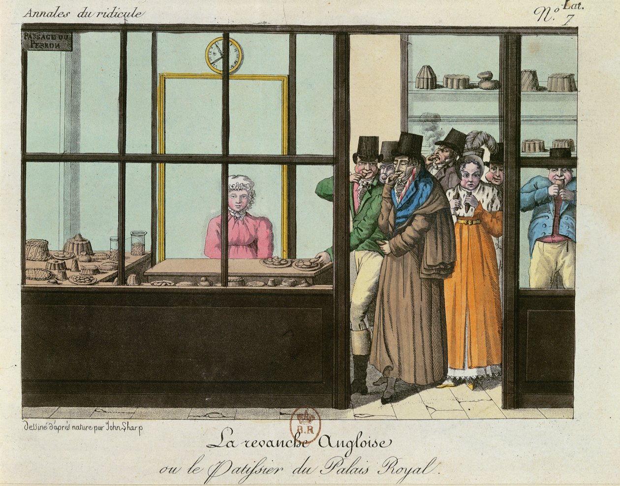 A Vingança Inglesa ou, A Confeitaria no Palais Royal, c.1815 de John Sharp