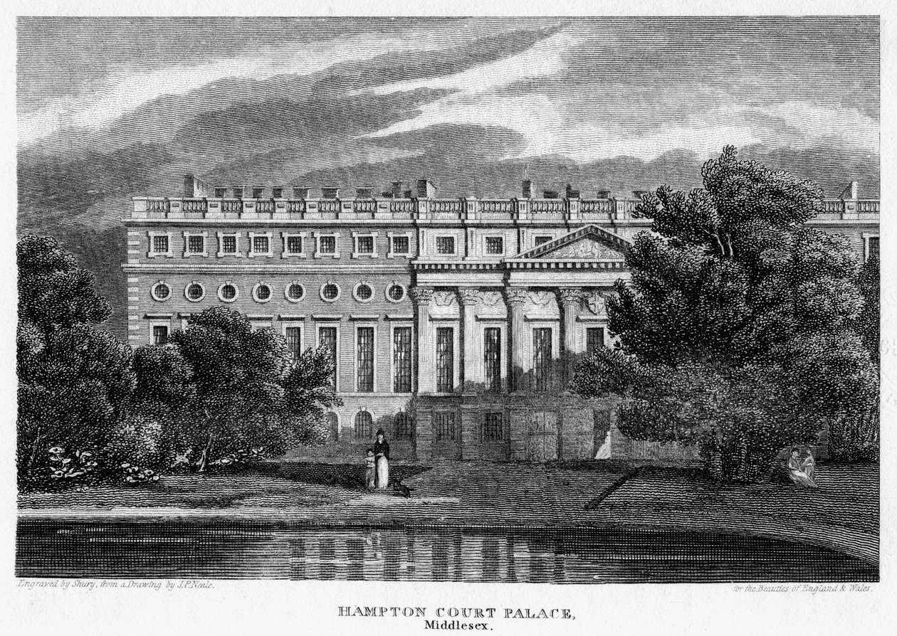 Palácio de Hampton Court, Londres, 1814. de John Shury
