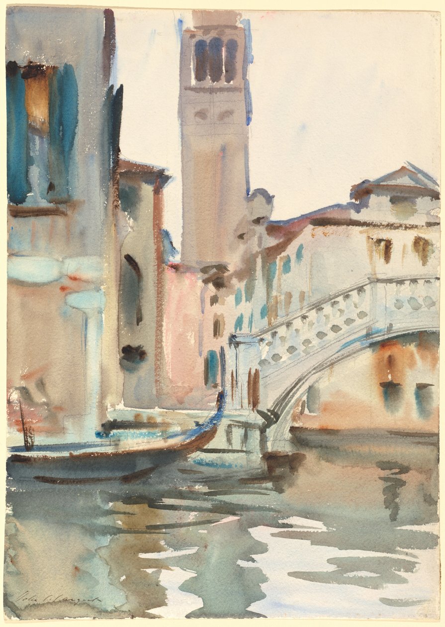 A Bridge and Campanile, Veneza, 1902-1904. de John Singer Sargent