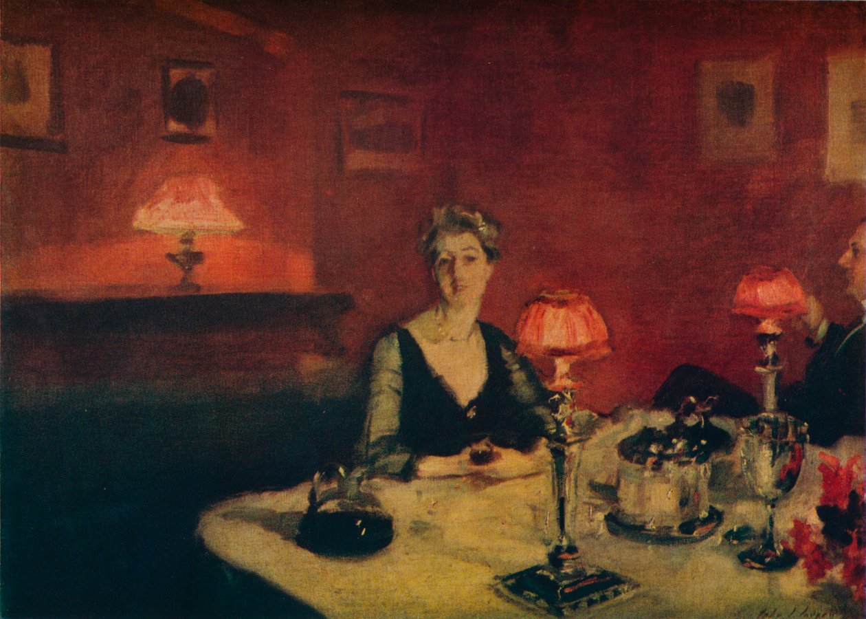 Uma mesa de jantar à noite, 1884. de John Singer Sargent