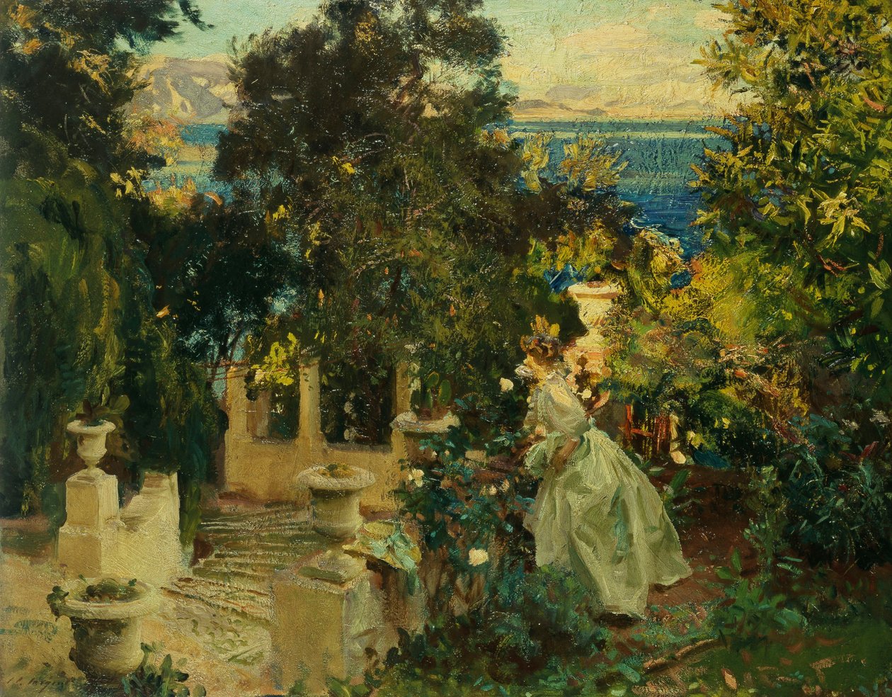 Um jardim em Corfu, 1909 de John Singer Sargent