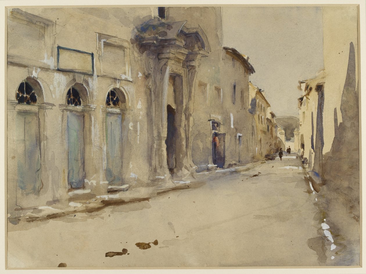 Uma rua na Espanha (aquarela sobre grafite com toques de bodycolour) de John Singer Sargent