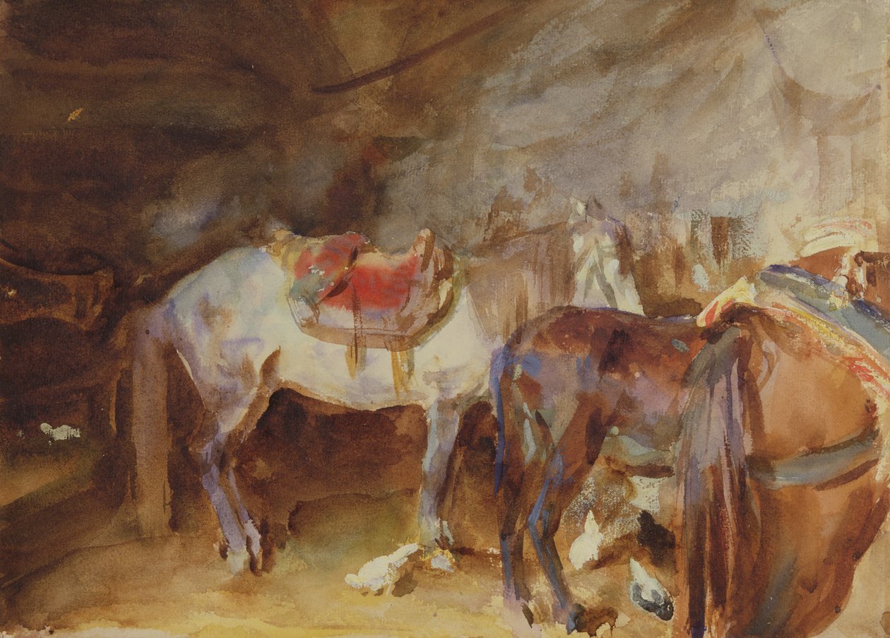 Árabe Estável, c.1905-06 (wc no papel) de John Singer Sargent