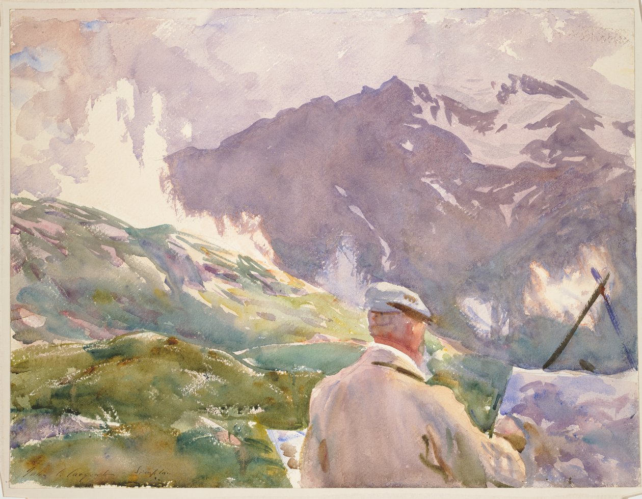 Artista no Simplon, c. 1909-11 (aguarela, grafite sobre papel) de John Singer Sargent