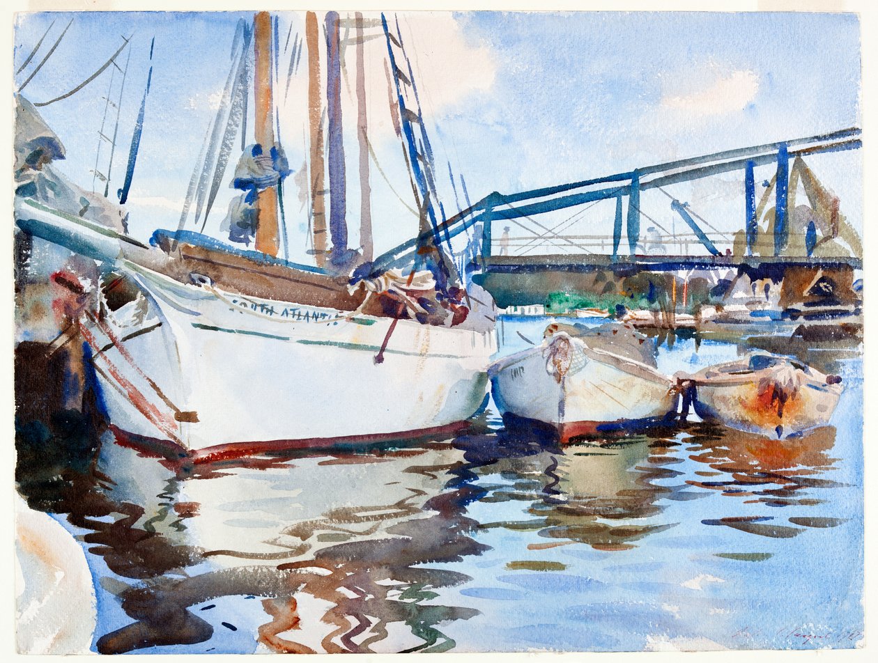 Boats at Anchor, 1917 (wc sobre grafite sobre papel) de John Singer Sargent