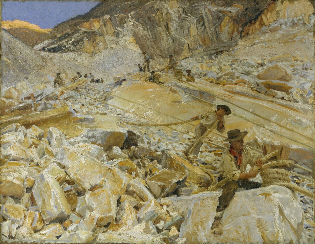 Derrubando o mármore das pedreiras de Carrara, 1911 de John Singer Sargent