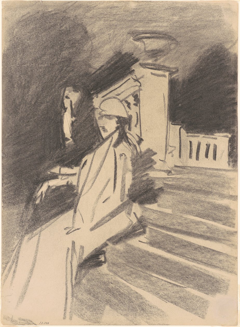 Pela fonte, Villa Torlonia, Frascati, Itália de John Singer Sargent