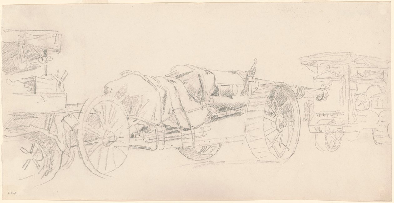 Cannon Trailers, França, 1918. de John Singer Sargent