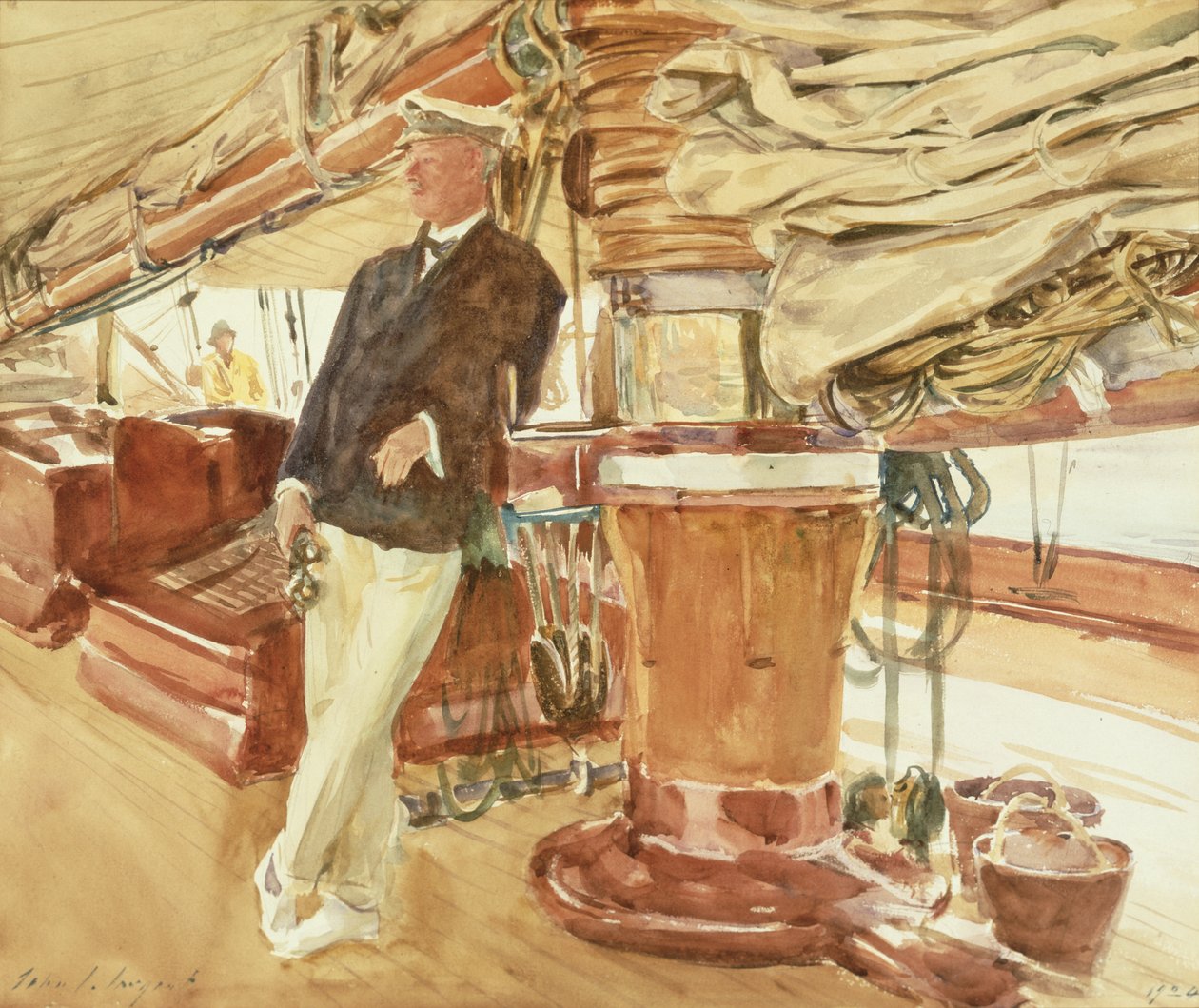Capitão Herbert M. Sears no convés da escuna Yacht Constellation de John Singer Sargent