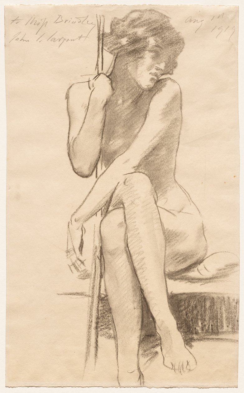 Mulher nua sentada num banco baixo de John Singer Sargent