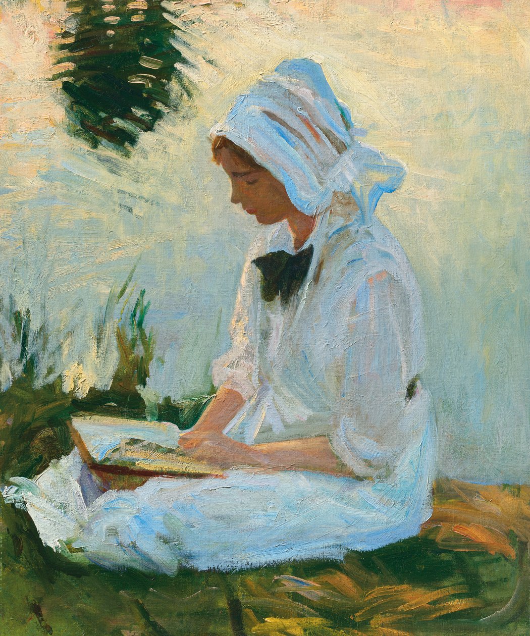 Menina lendo por um riacho, c.1888 de John Singer Sargent