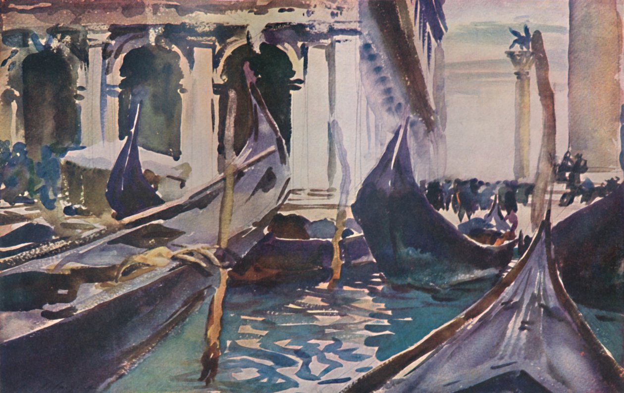 Gôndolas pela Piazzetta, c1904, 1925. de John Singer Sargent