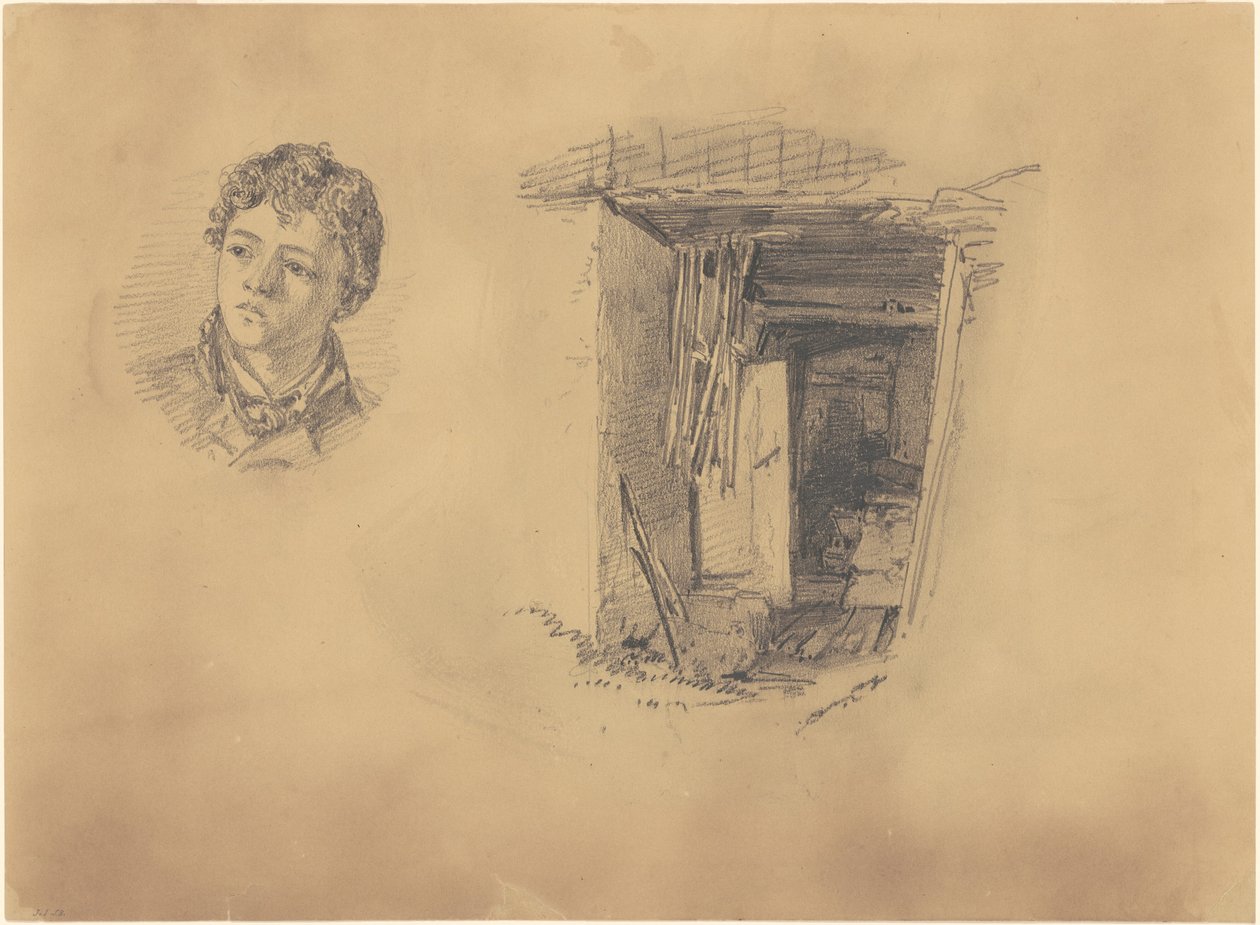 Chefe de um Rapaz, e a Entrada para um Shack, 1871. de John Singer Sargent