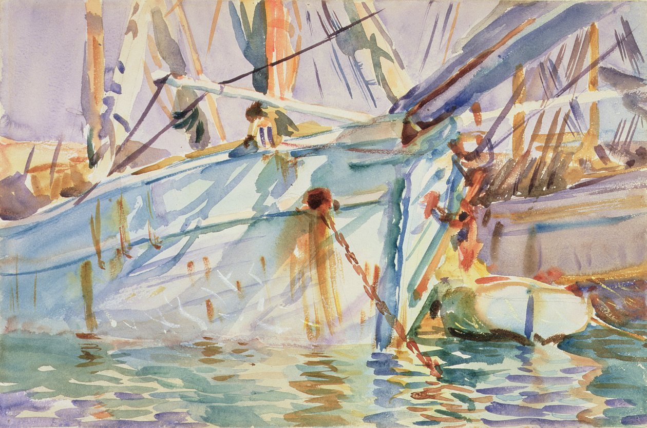 Em um porto levantino (wc no papel) de John Singer Sargent