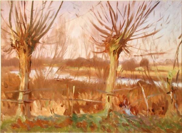 Landscape with Trees, Calcot-on-the-Thames, c.1888 (óleo sobre tela) de John Singer Sargent