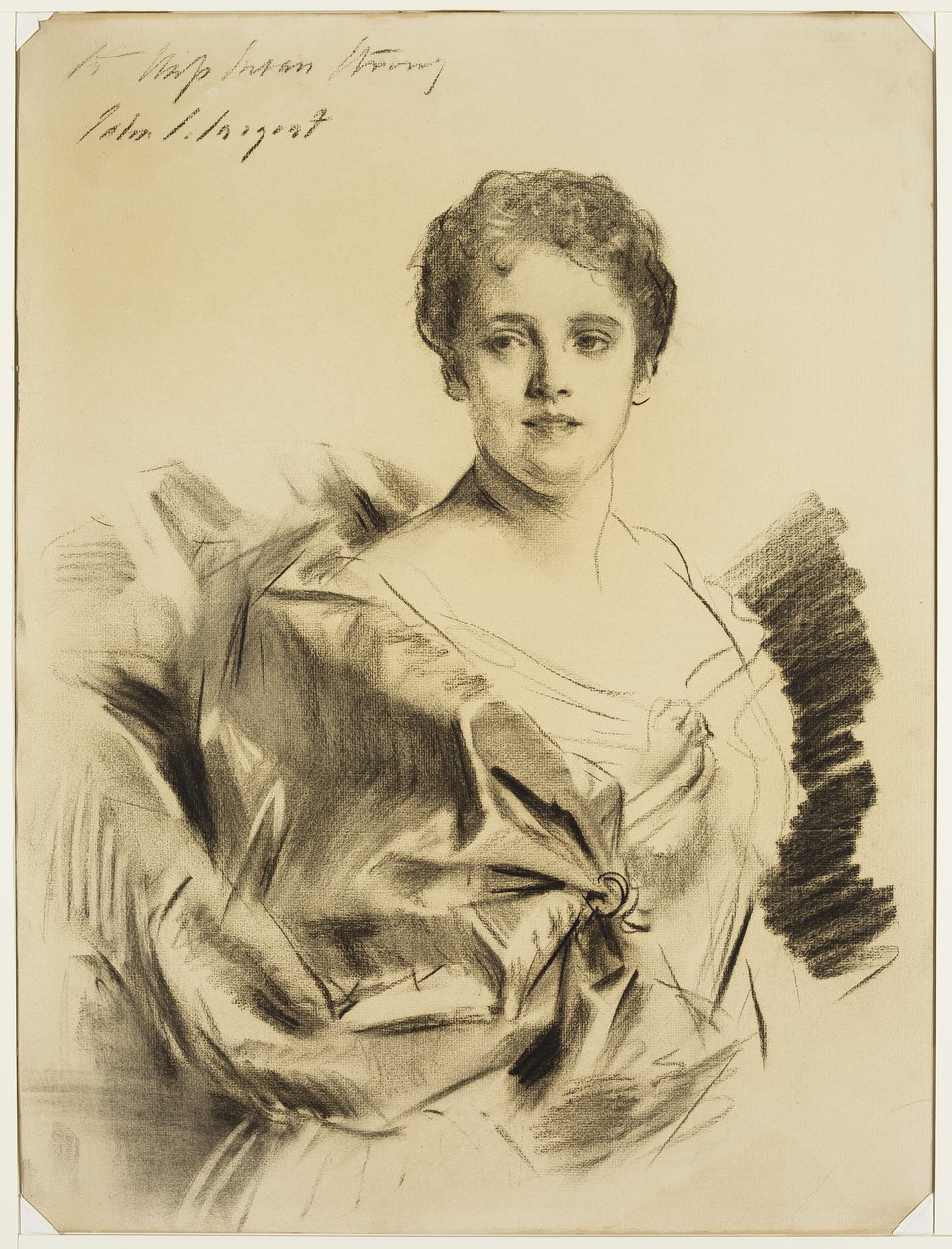 Miss Susan Strong, entre o final do século 19 e início do século 20 (carvão sobre papel creme) de John Singer Sargent