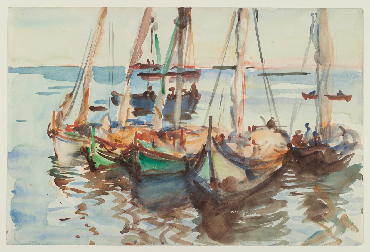Barcos Portugueses, c.1902-03 (wc no papel) de John Singer Sargent