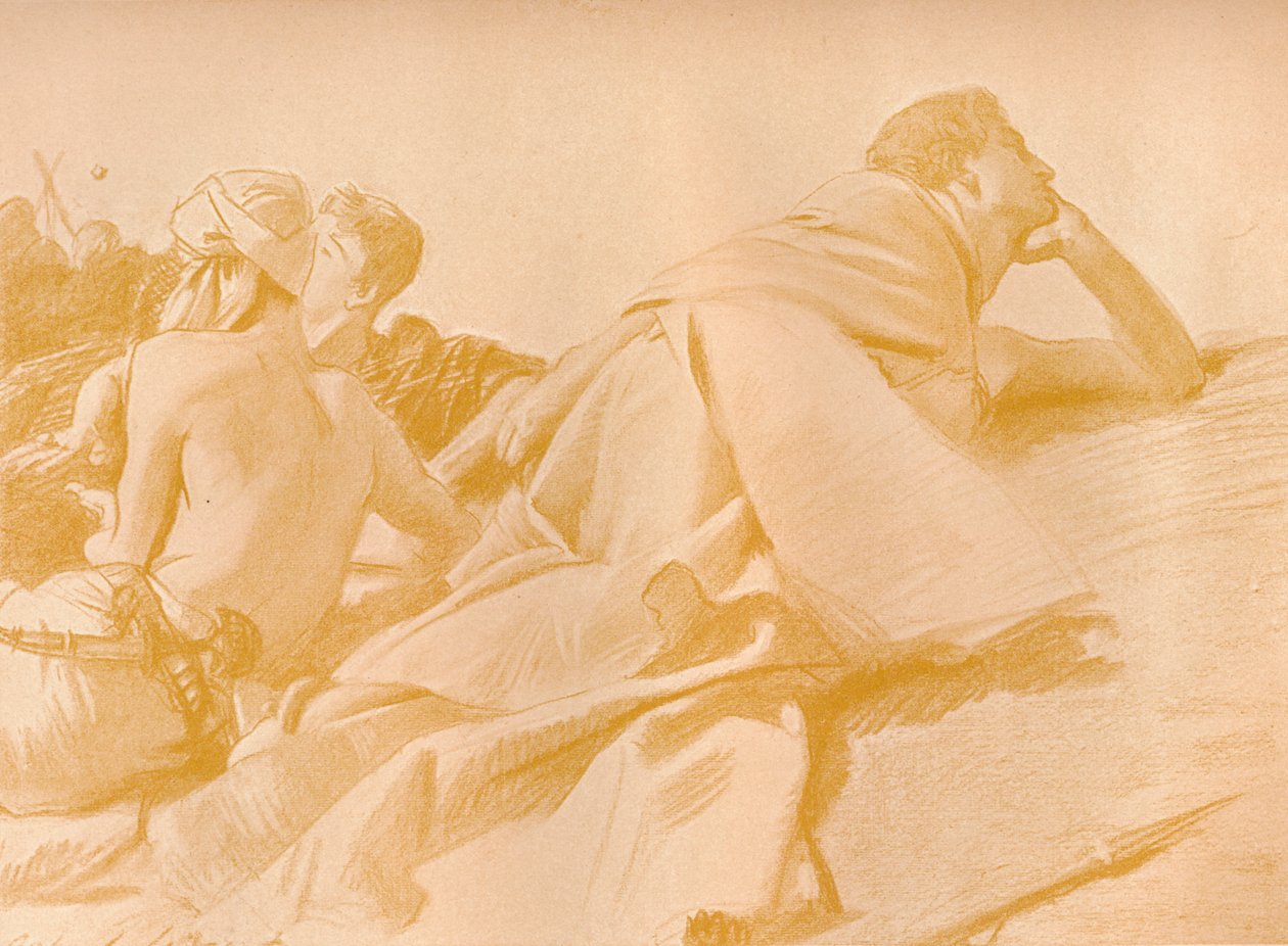 Figuras reclináveis David no acampamento de Sauls, c1905 de John Singer Sargent