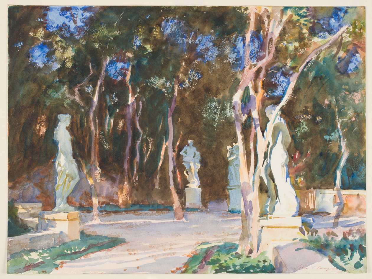 Caminhos obscuros, Vizcaya (wc sobre grafite no papel) de John Singer Sargent