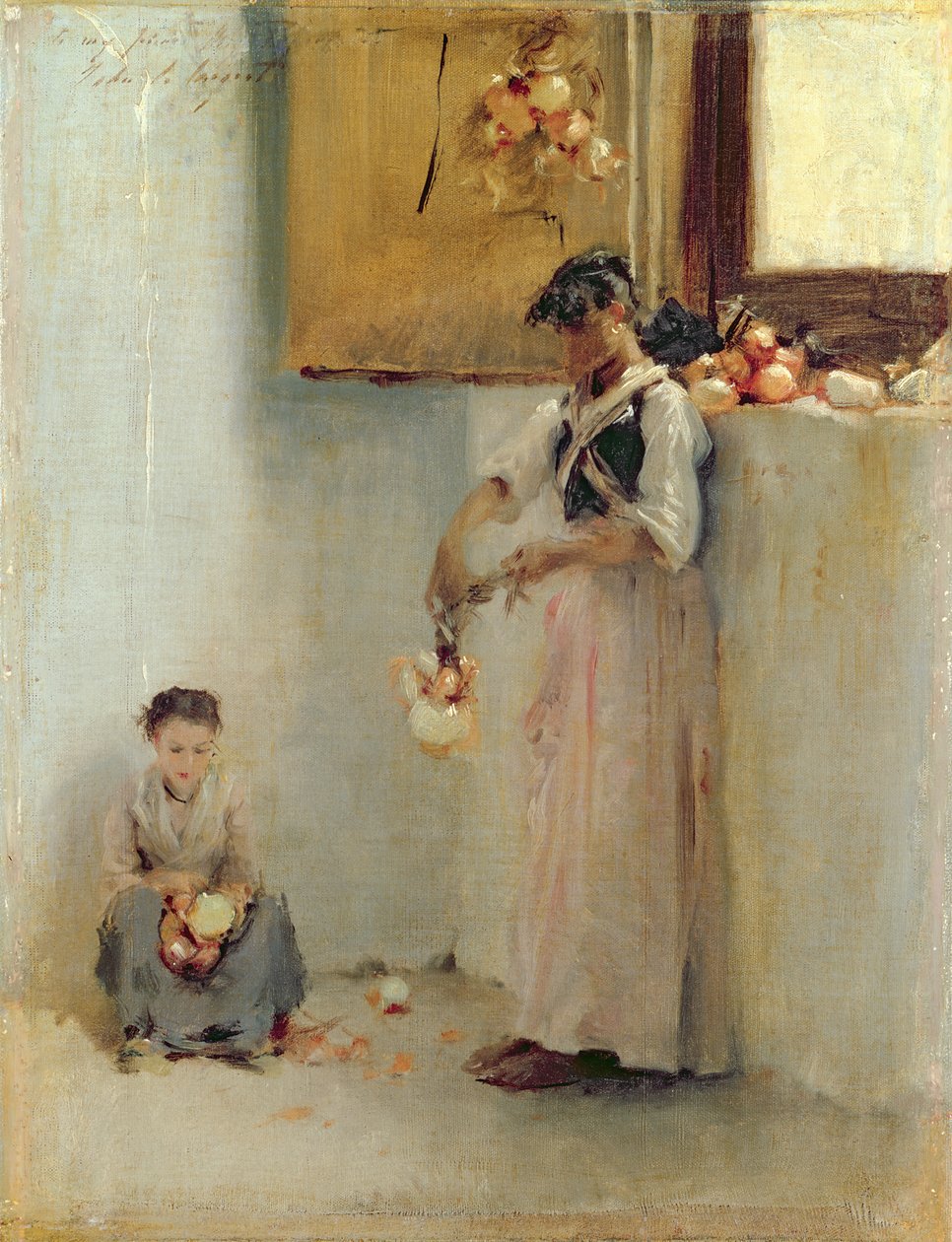 Amarrando cebolas, c.1882 (óleo sobre tela) de John Singer Sargent